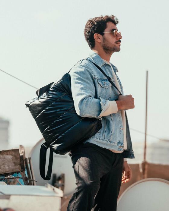 BLACK PUFFY BACKPACK image 4