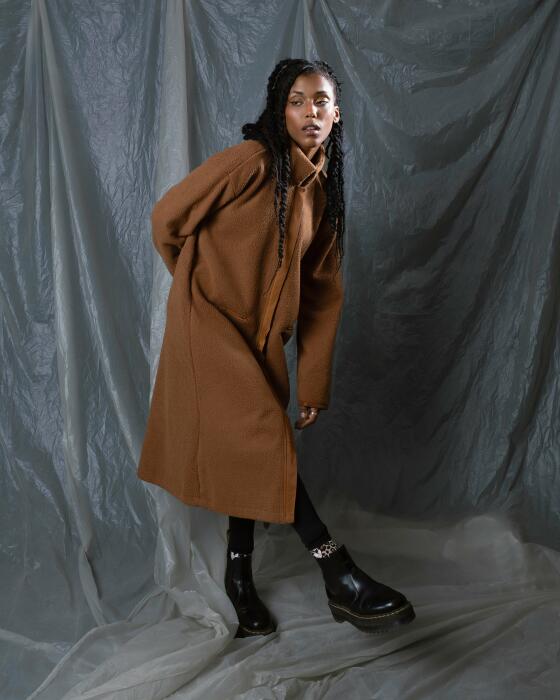 Brown fleece coat image 3