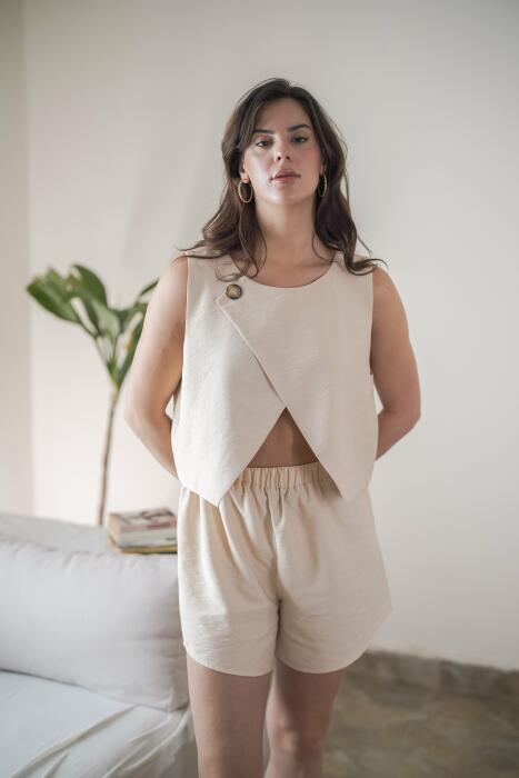 Beige criss-cross top image 0