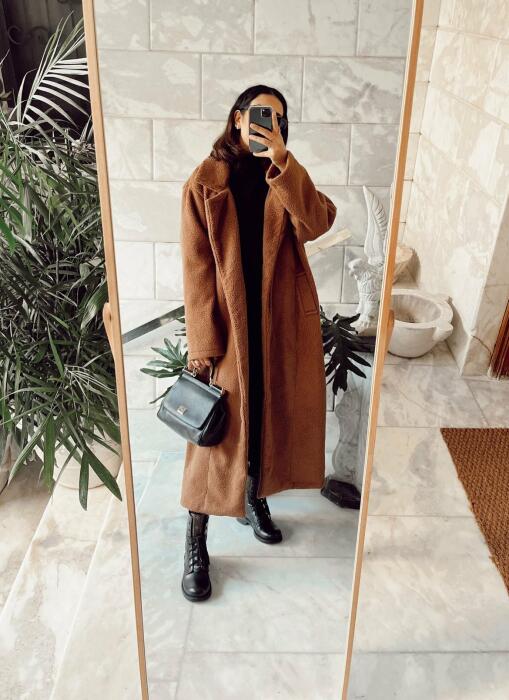 Brown over-sized Fleece coat image 1