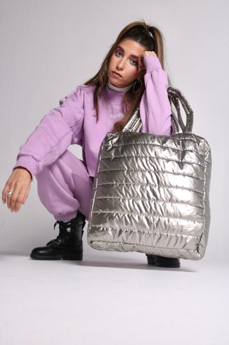 SILVER PUFFY HANDBAG image 2