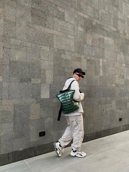OLIVE PUFFY BACKPACK image 0