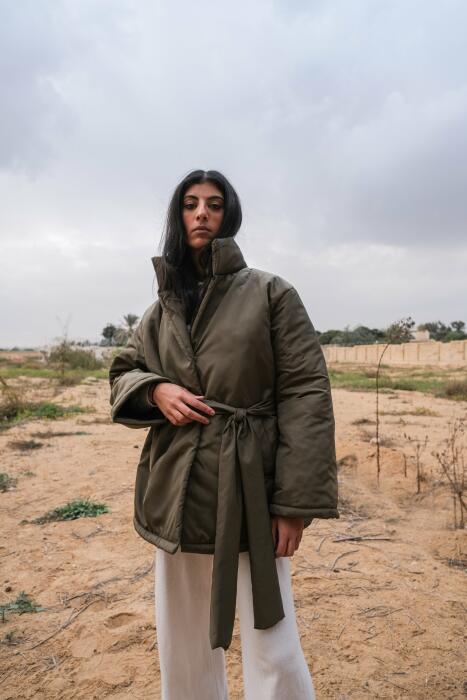 Olive over-sized puffer jacket image 0