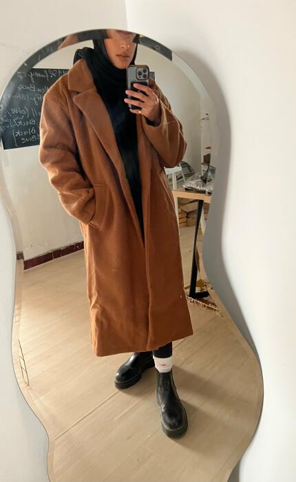 Brown over-sized Fleece coat image 3