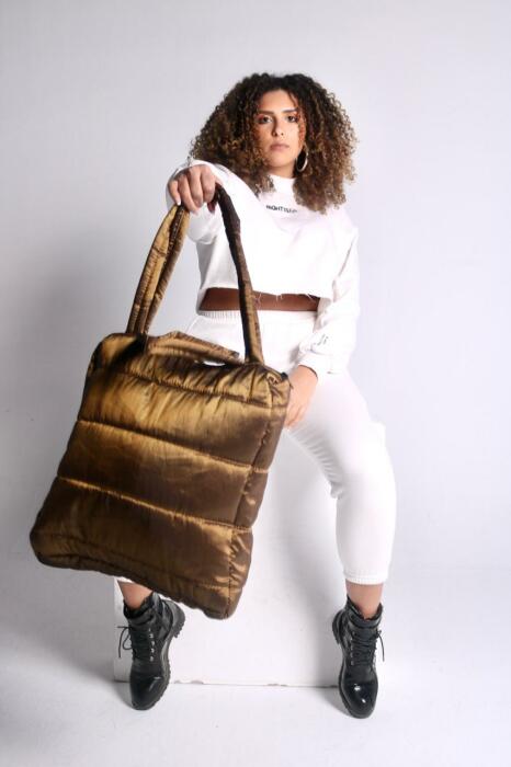 BRASS PUFFY HANDBAG image 0