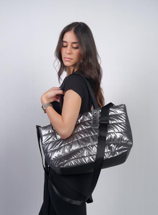 Puffer Handbag - Dark Silver image 0