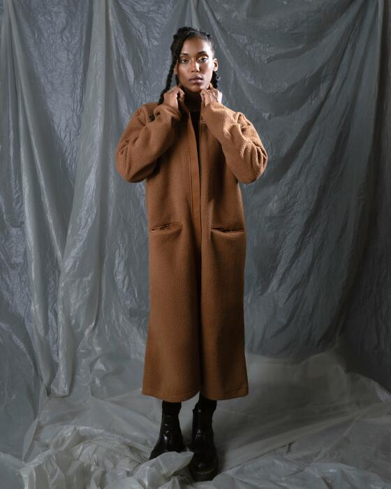 Brown fleece coat image 1