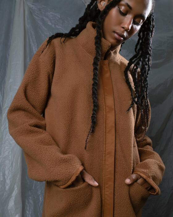 Brown fleece coat image 5