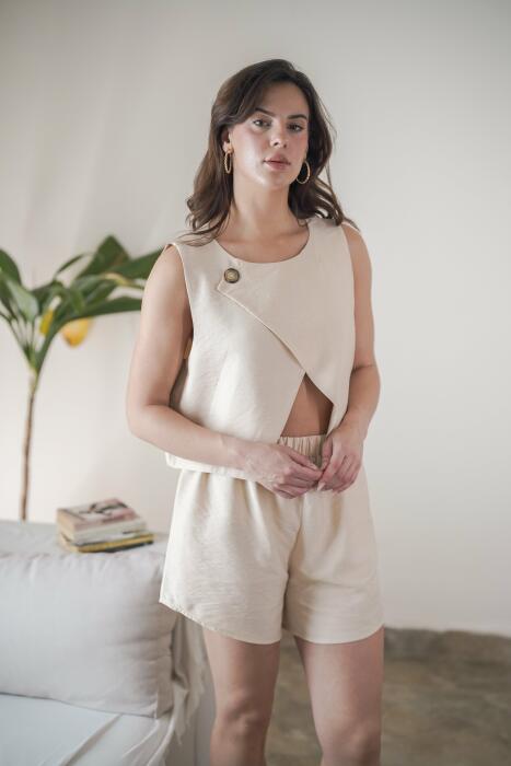 Beige criss-cross top image 1