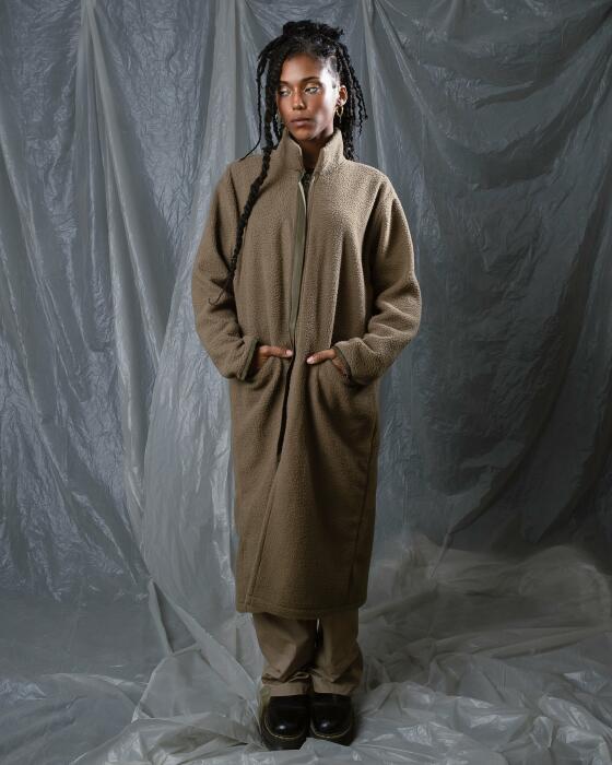 Olive fleece coat image 0