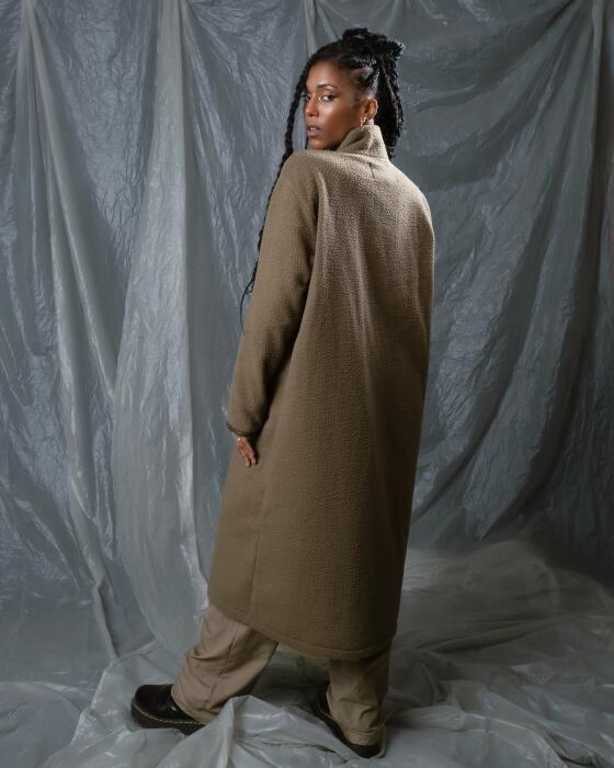 Olive fleece coat image 2