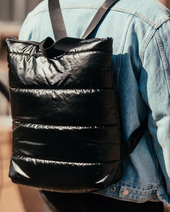 BLACK PUFFY BACKPACK image 0