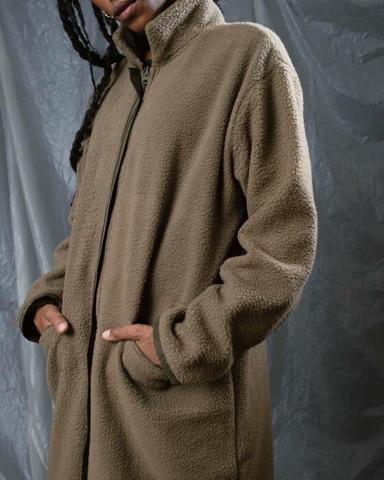 Olive fleece coat image 1