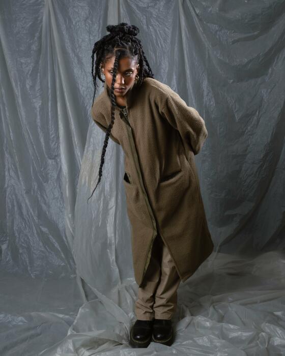 Olive fleece coat image 3