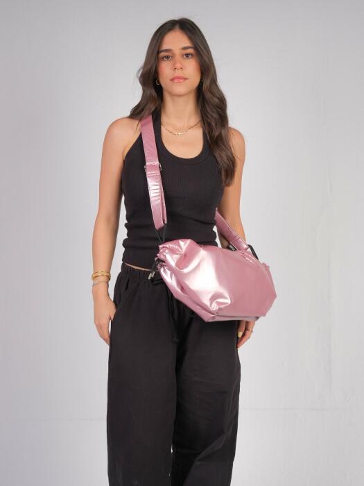 Medium String Bag - Metallic Rose image 1
