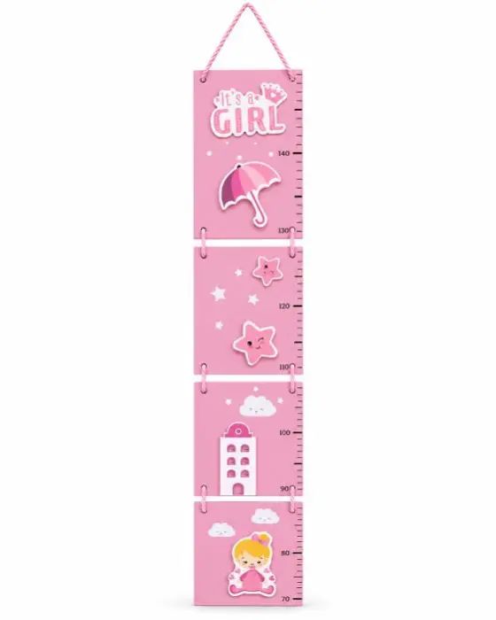 مقياس طول الأطفال المعلق للبنات – تصميم وردي It's a Girl image 0