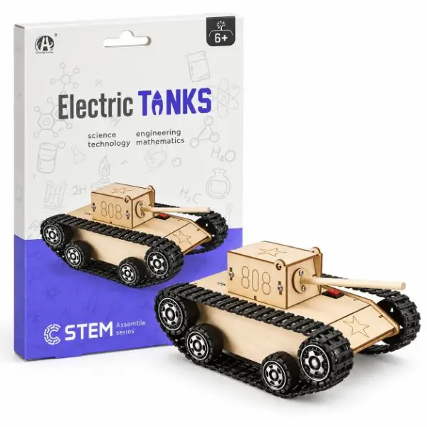 لعبة الدبابة الكهربائية الخشبية STEM للأطفال image 0