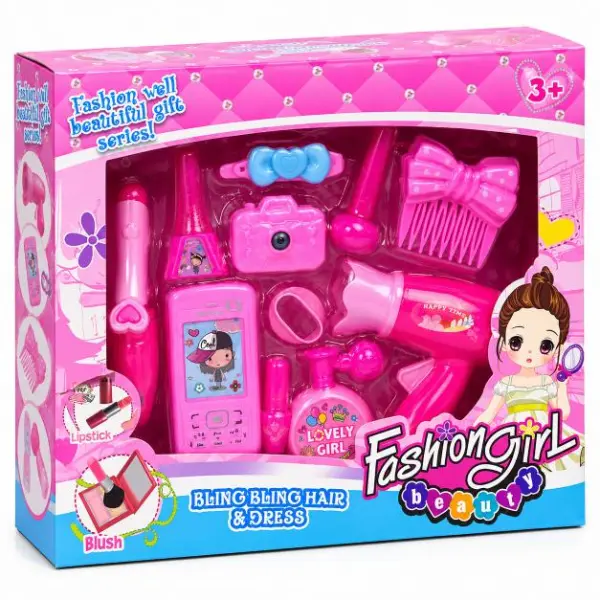 مجموعة ألعاب التجميل والإكسسوارات للبنات Fashion Girl – طقم صالون الجمال الوردي image 2