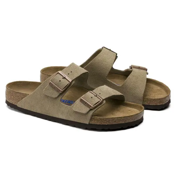 Birkenstock Arizona Soft Footbed Suede Leather in Color Taupe image 2