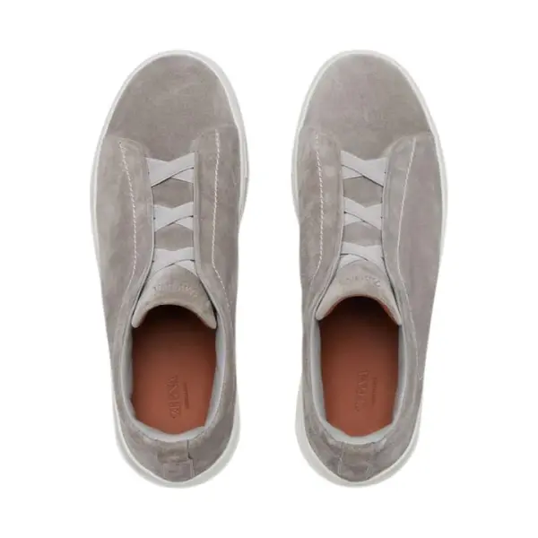 Zegna Grey Mélange Suede Triple Stitch ™ Sneakers image 2