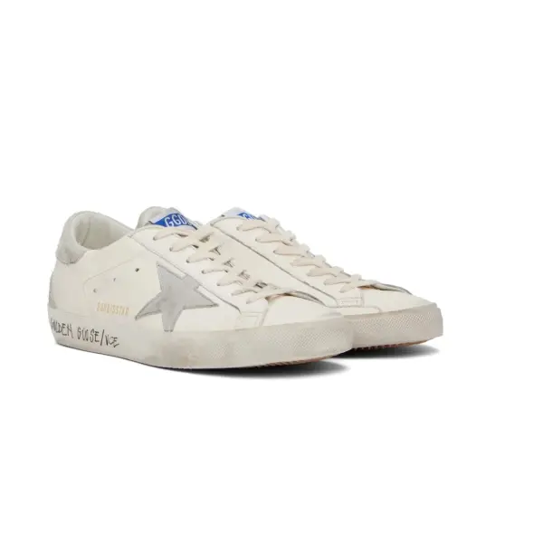 Golden Goose Super-Star in white leather star grey suede back image 2