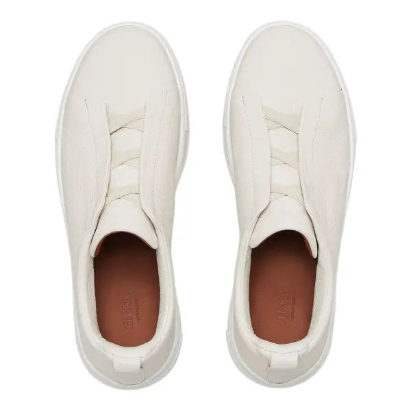 ZEGNA SNEAKERS WHITE DEERSKIN TRIPLE STITCH™ image 3