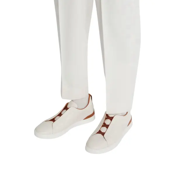 ZEGNA SNEAKERS OFF WHITE DEERSKIN TRIPLE STITCH™ image 3