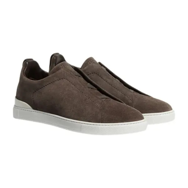 Zegna Brown Suede Triple Stitch ™M Sneakers image 1