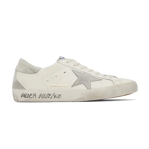 Golden Goose Super-Star in white leather star grey suede back image 0