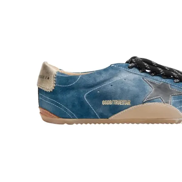 Golden Goose True-Star in teal suede with black star and cream heel tab image 2