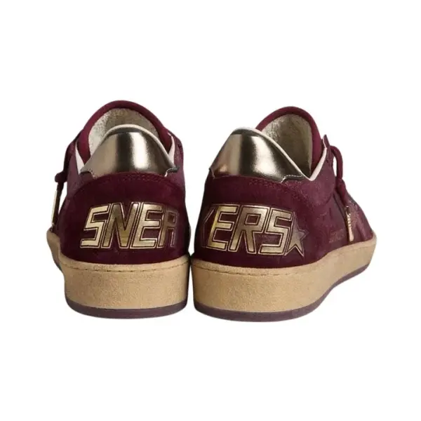 Golden Goose Ball Star in burgundy suede with crystal star and metallic leather heel tab  image 3