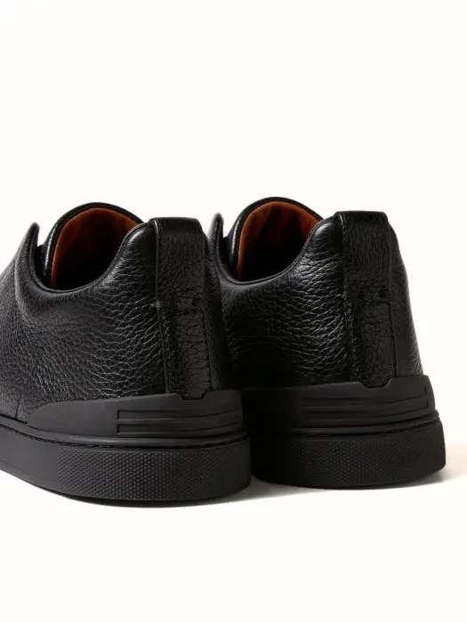 ZEGNA SNEAKERS BLACK DEERSKIN TRIPLE STITCH™ image 3