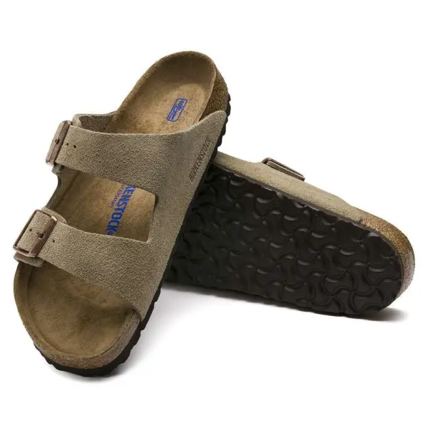 Birkenstock Arizona Soft Footbed Suede Leather in Color Taupe image 3