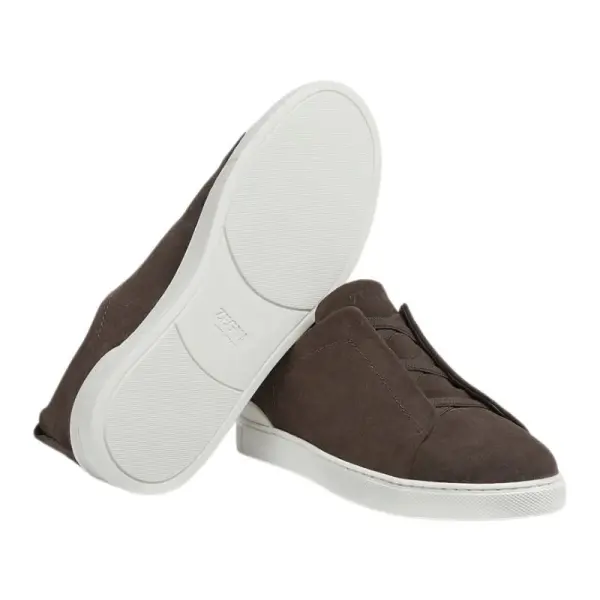 Zegna Brown Suede Triple Stitch ™M Sneakers image 3