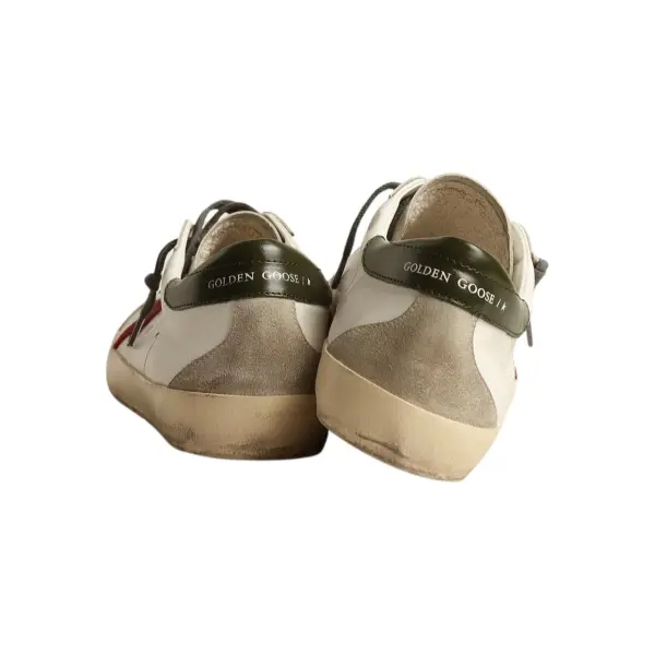 Golden Goose Super-Star with red suede star and green leather heel image 2