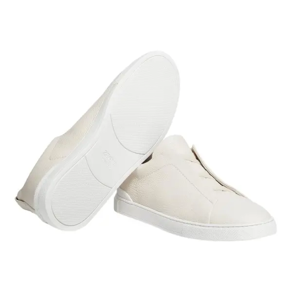ZEGNA SNEAKERS WHITE DEERSKIN TRIPLE STITCH™ image 1