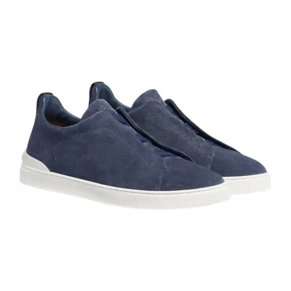 Zegna Grey Mélange Suede Triple Stitch image 1