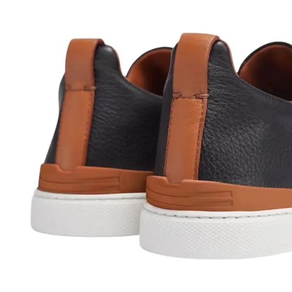 ZEGNA BLACK DEERSKIN TRIPLE STITCH™ SNEAKERS Black image 4