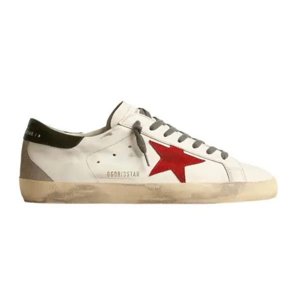 Golden Goose Super-Star with red suede star and green leather heel image 0
