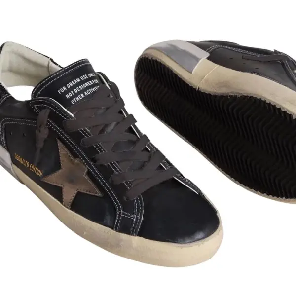Golden Goose in black glitter with cream star and suede inserts image 2