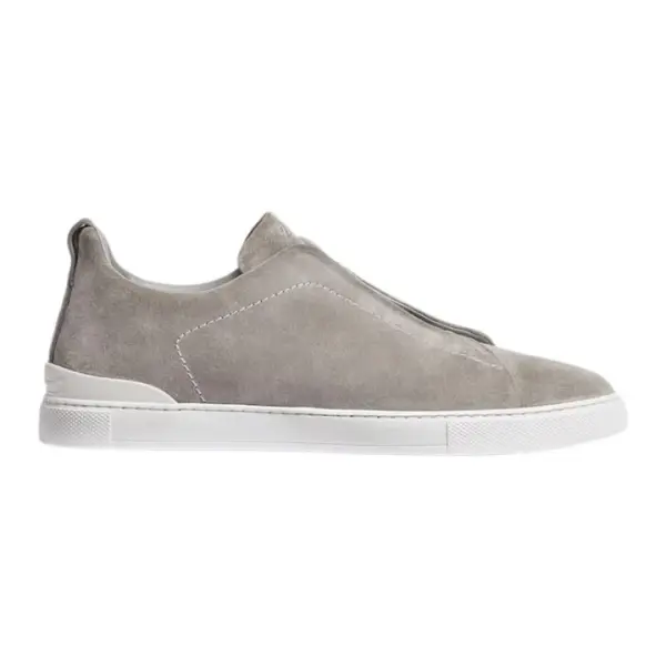 Zegna Grey Mélange Suede Triple Stitch ™ Sneakers image 0