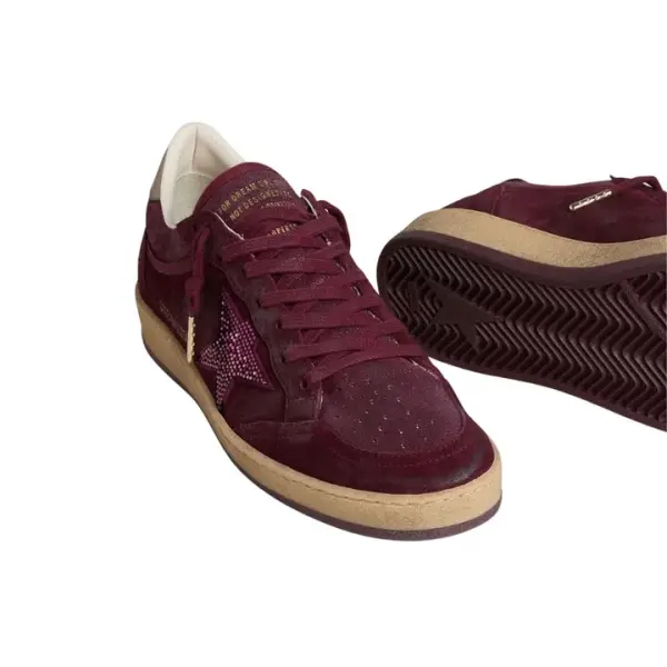 Golden Goose Ball Star in burgundy suede with crystal star and metallic leather heel tab  image 2