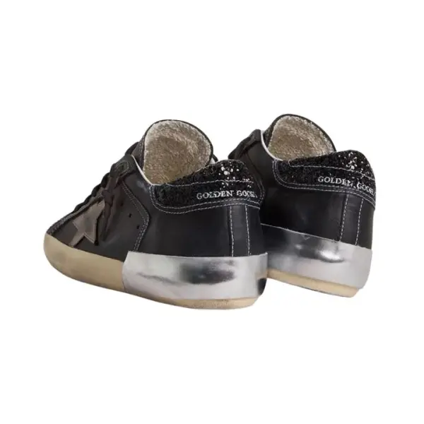 Golden Goose in black glitter with cream star and suede inserts image 3