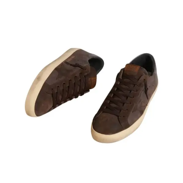 Golden Goose Super-Star LTD in brown nubuck with suede star and purple leather heel tab image 2