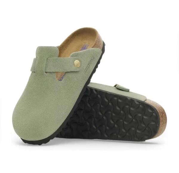 Birkenstock Boston Soft Footbed - Suede Green Tea image 2