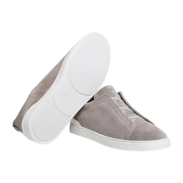 Zegna Grey Mélange Suede Triple Stitch ™ Sneakers image 1