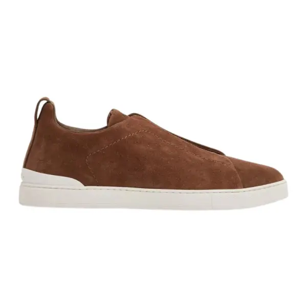 Zegna Suede Low-Top Sneakers - Light Brown Calf Suede/Leather image 0