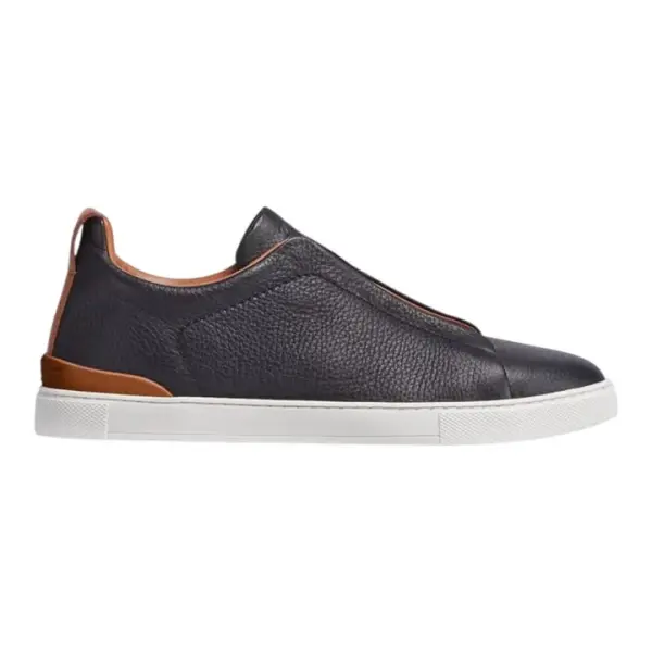 ZEGNA BLACK DEERSKIN TRIPLE STITCH™ SNEAKERS Black image 0