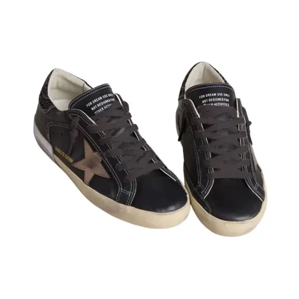 Golden Goose in black glitter with cream star and suede inserts image 1