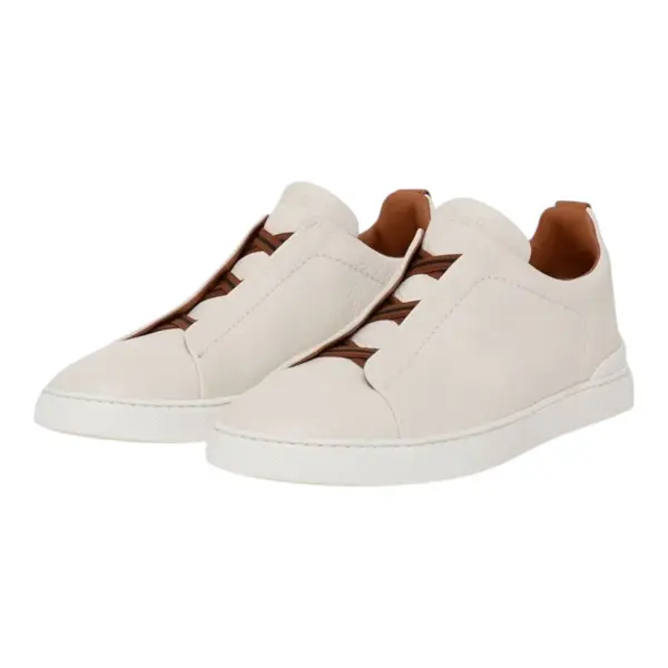 ZEGNA SNEAKERS OFF WHITE DEERSKIN TRIPLE STITCH™ image 1